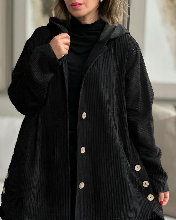 Stylish Corduroy Hooded Jacket