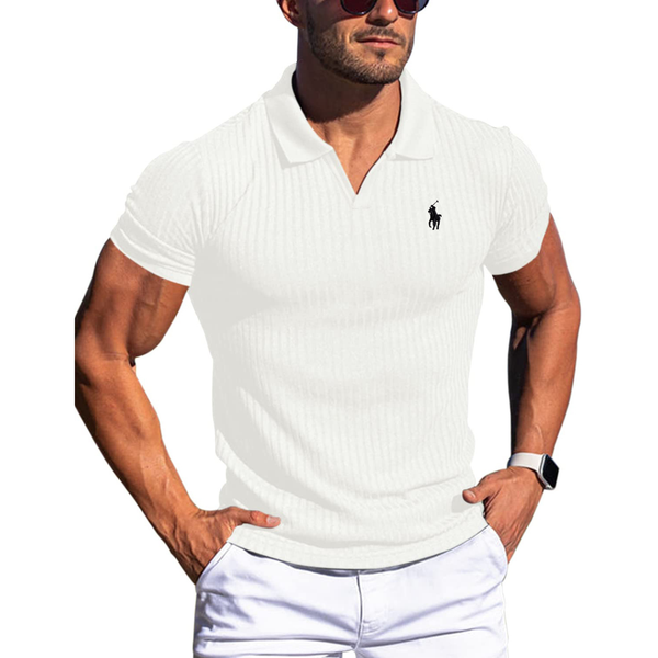 Everyday Ribbed V-Neck Polo