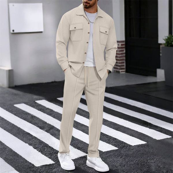 Cozy Waffle Button-Down Jacket Set