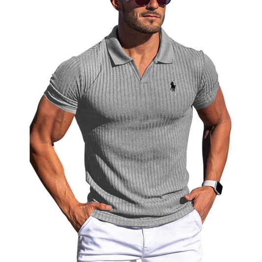 Everyday Ribbed V-Neck Polo