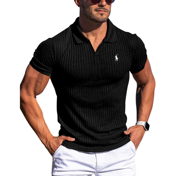Everyday Ribbed V-Neck Polo
